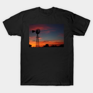 Kansas Colorful Windmill Silhouette T-Shirt